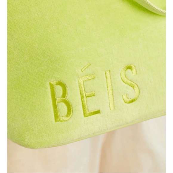 NWT BÉIS / Beis Citron Green Terry Tote Bag - Picture 4 of 13